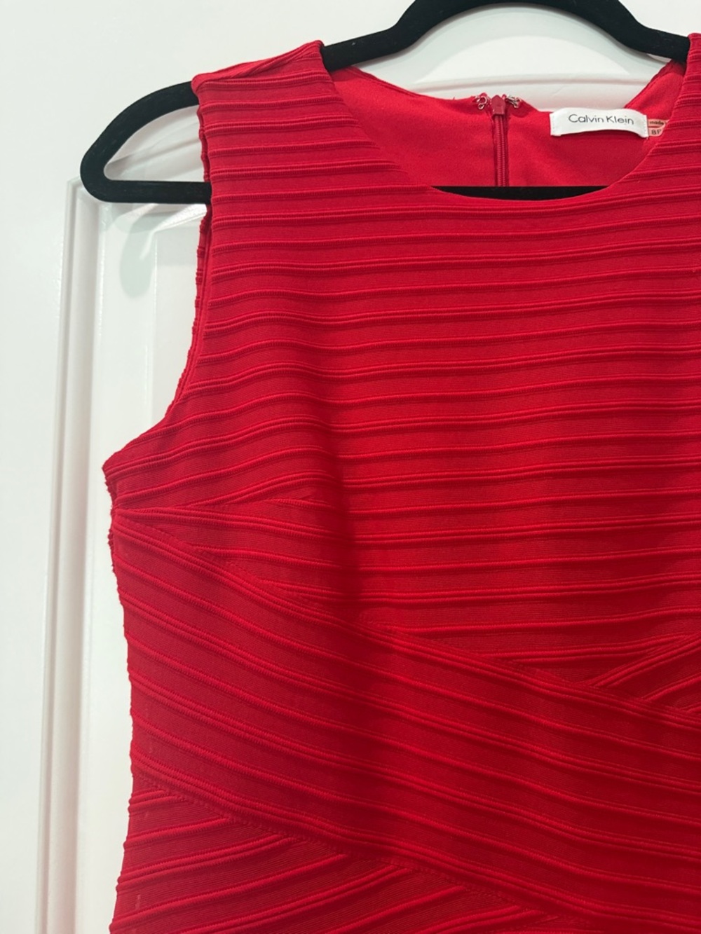 Calvin Klein Red Ribbed Sheath Dress - Picture 2 of 3